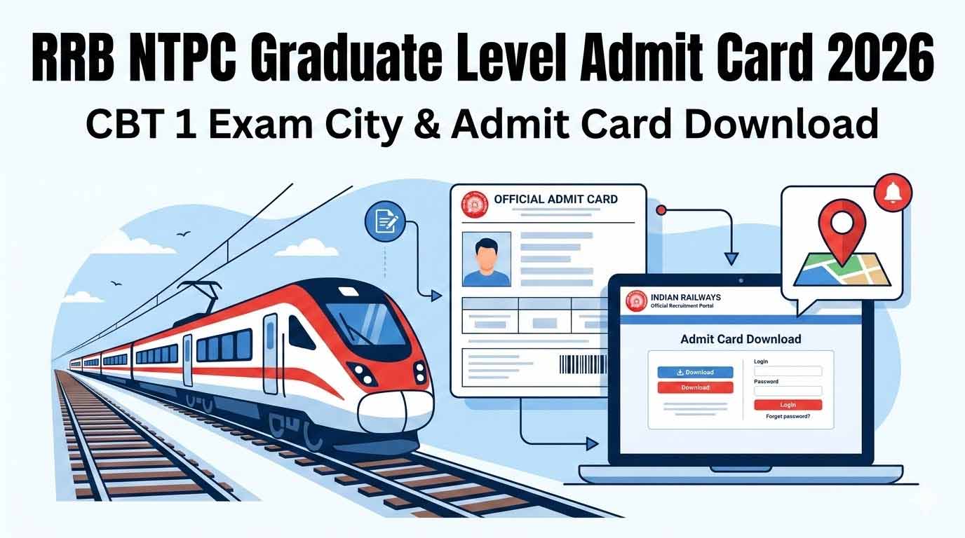RRB NTPC Graduate Level Admit Card 2026 – CBT 1 Exam City & Admit Card Download