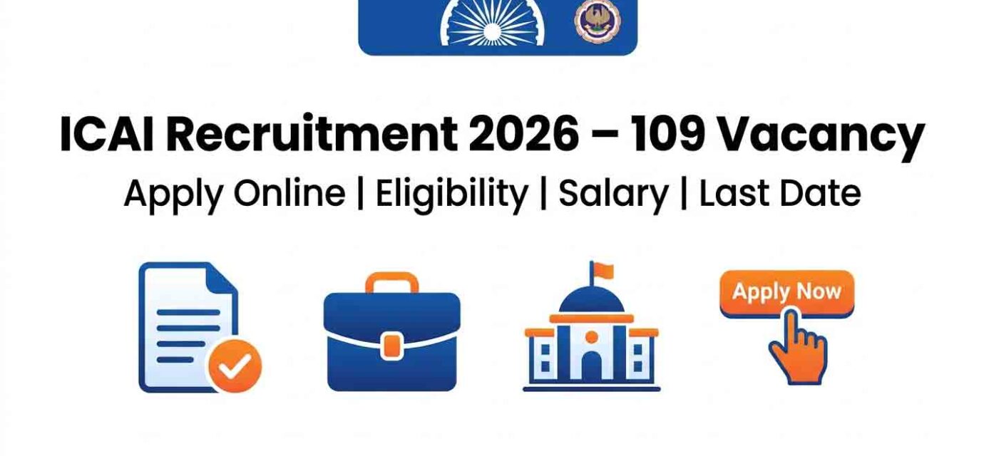 ICAI Recruitment 2026 Apply Online 109 Vacancy