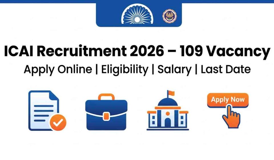 ICAI Recruitment 2026 Apply Online 109 Vacancy