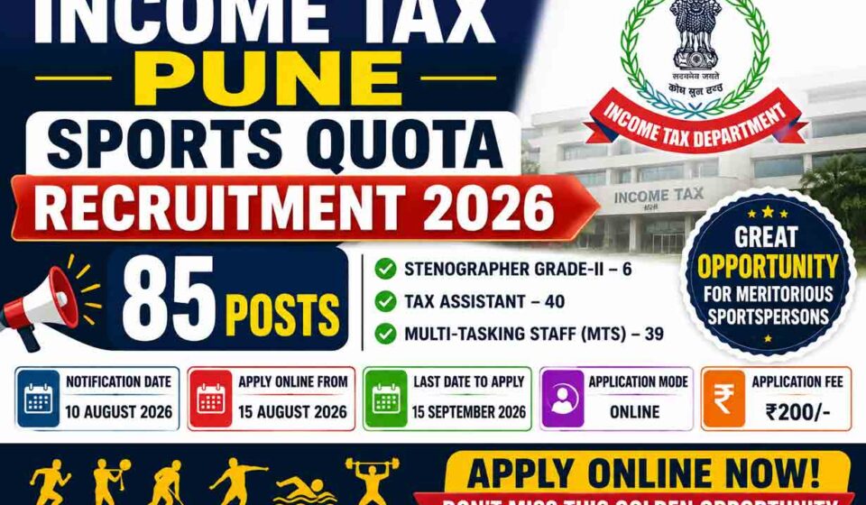 Income Tax Pune Sports Quota Recruitment 2026